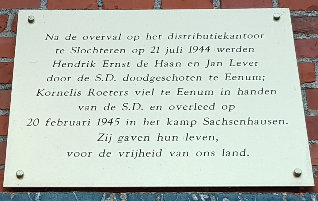 voormalig distributiekantoor Slochteren, plaquette